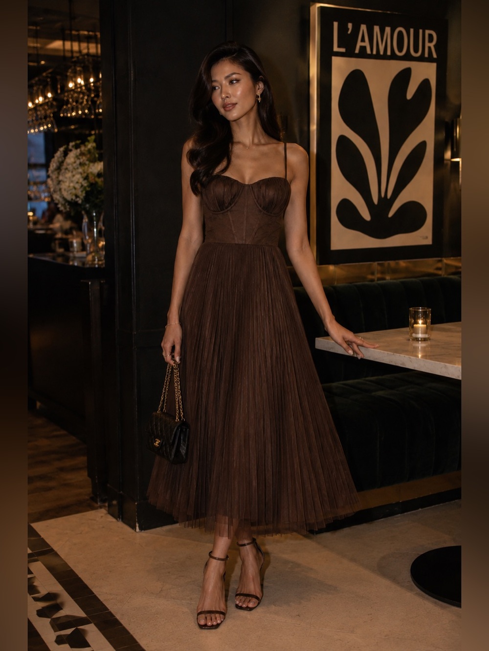 Hutch Amara Chocolate Pleated dress